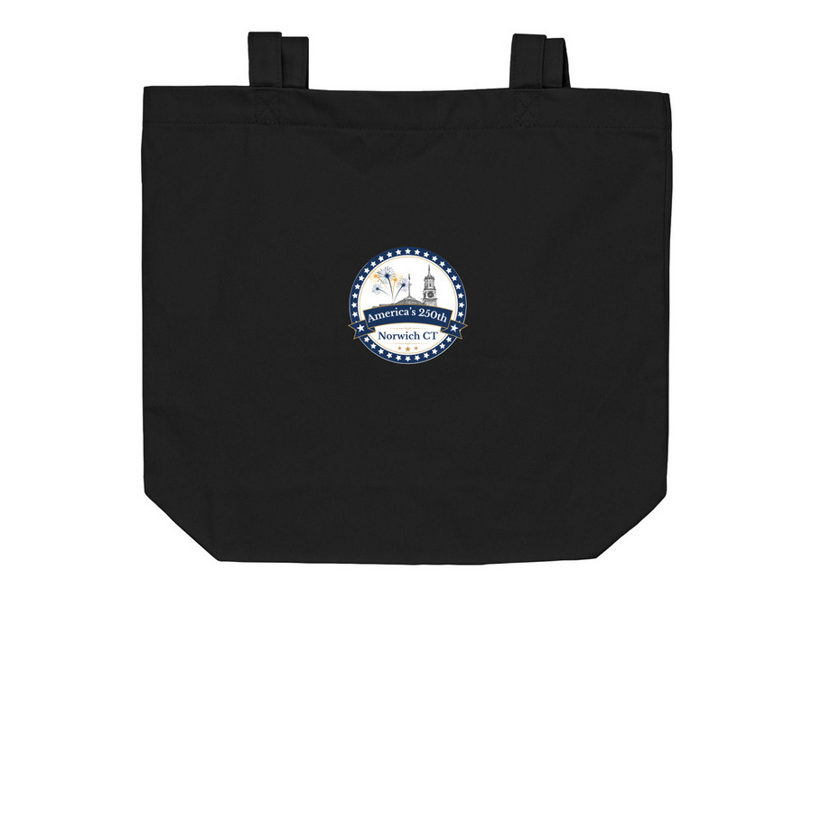 America's 250th Norwich CT, a Black Organic Cotton Tote Bag