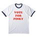 Vote For Pinky, a White/ Navy Cotton Ringer Tee