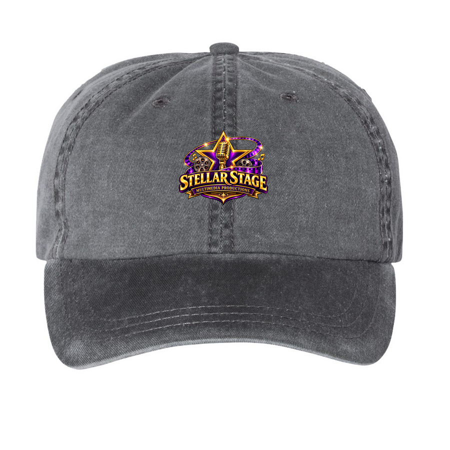 Stellar Stage Logo Cap, a Black Printed Pigment Dye Baseball Cap