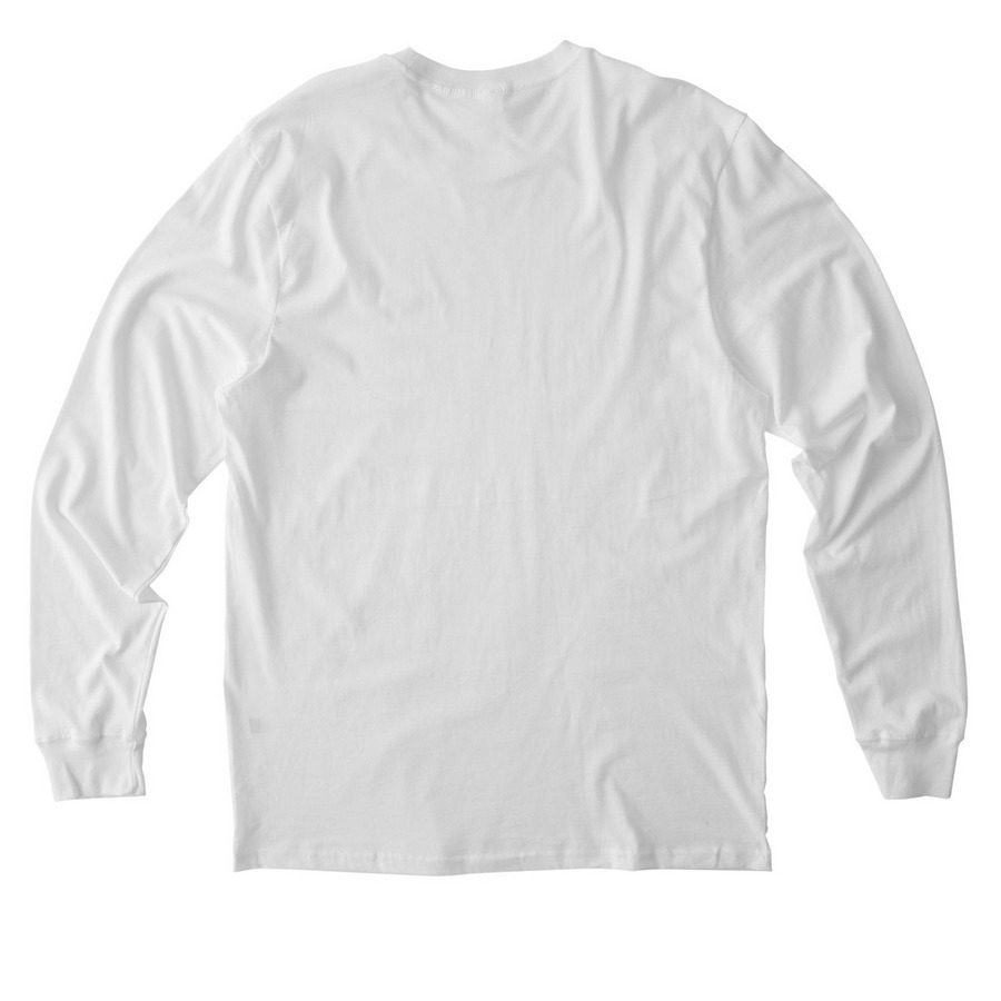PRKN Logo, a Bright White Allmade Organic Cotton Long Sleeve Tee (back-view)