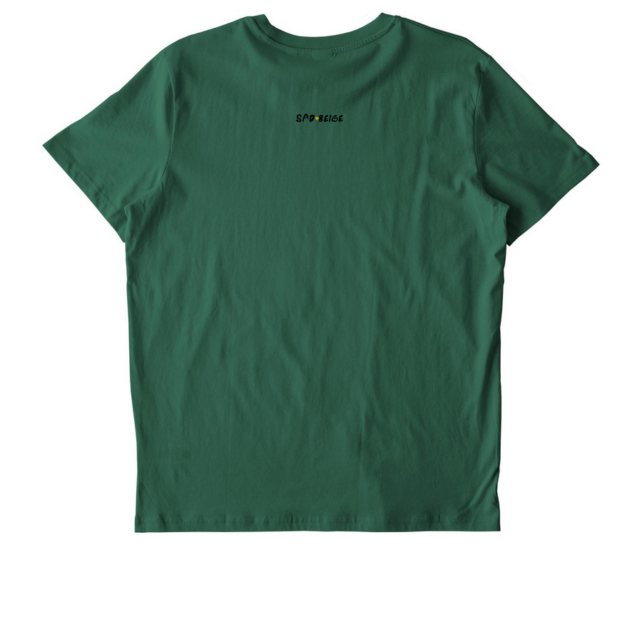 Make Soup Not War, a Bottle Green Stanley/Stella Unisex Crafter Tee (back-view)