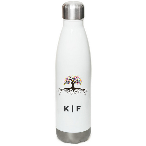 Water Bottle, a White Stainless Steel Water Bottle