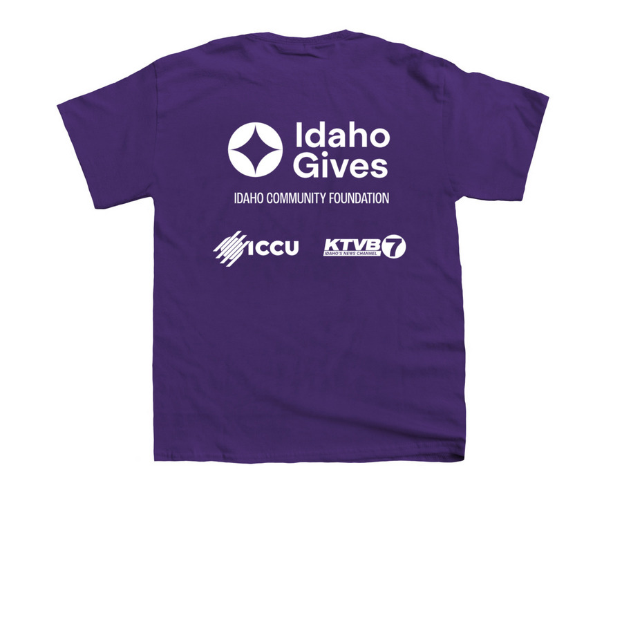 Idaho Gives 2026, a Purple Youth Unisex Tee (back-view)
