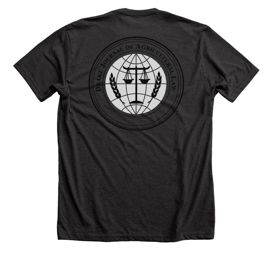 JOURNAL OF AG LAW, a Dark Grey Heather Premium Unisex Tee (back-view)