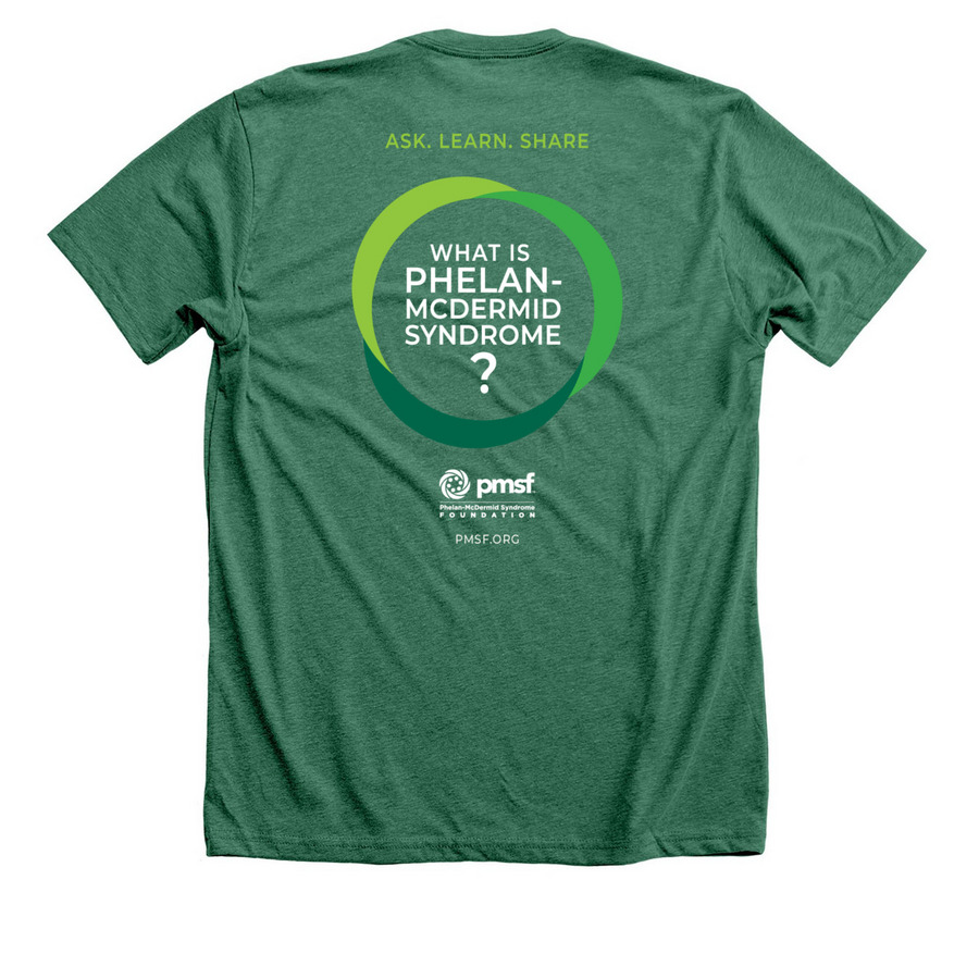 Phelan-McDermid Syndrome Awareness Day 2026, a Heather Grass Green Premium Unisex Tee (back-view)