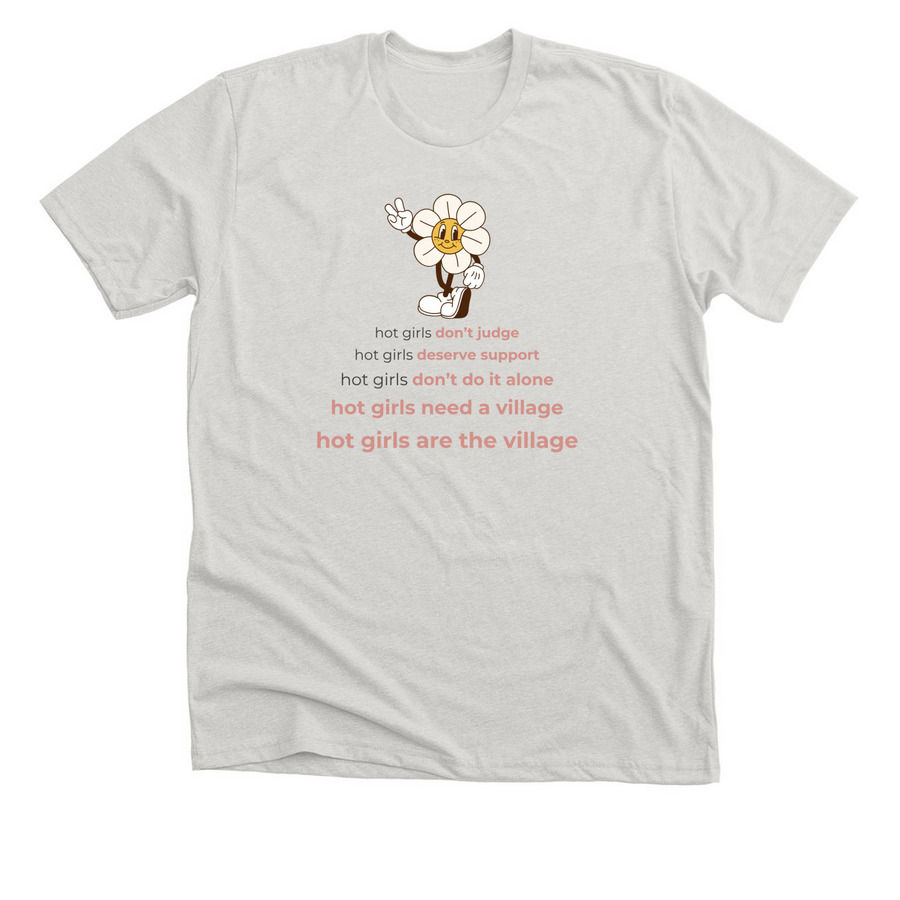 hot girls don't judge, a Heather Cement Premium Unisex Tee