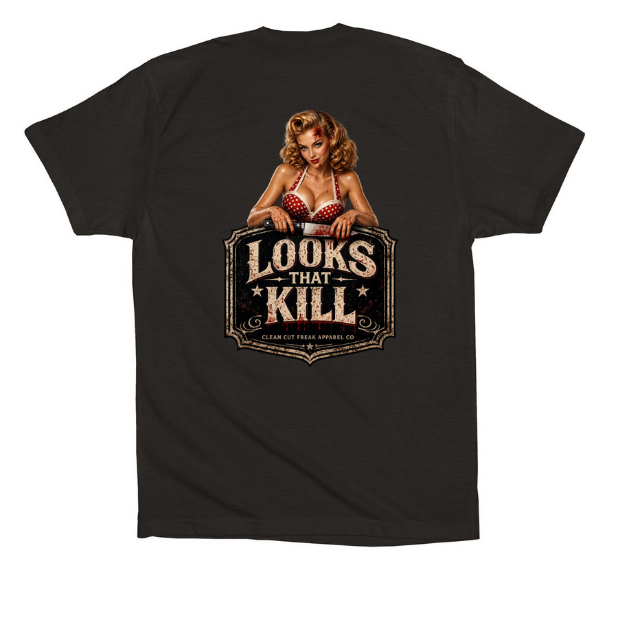 Looks That Kill, a Black Premium Cotton Tee (back-view)