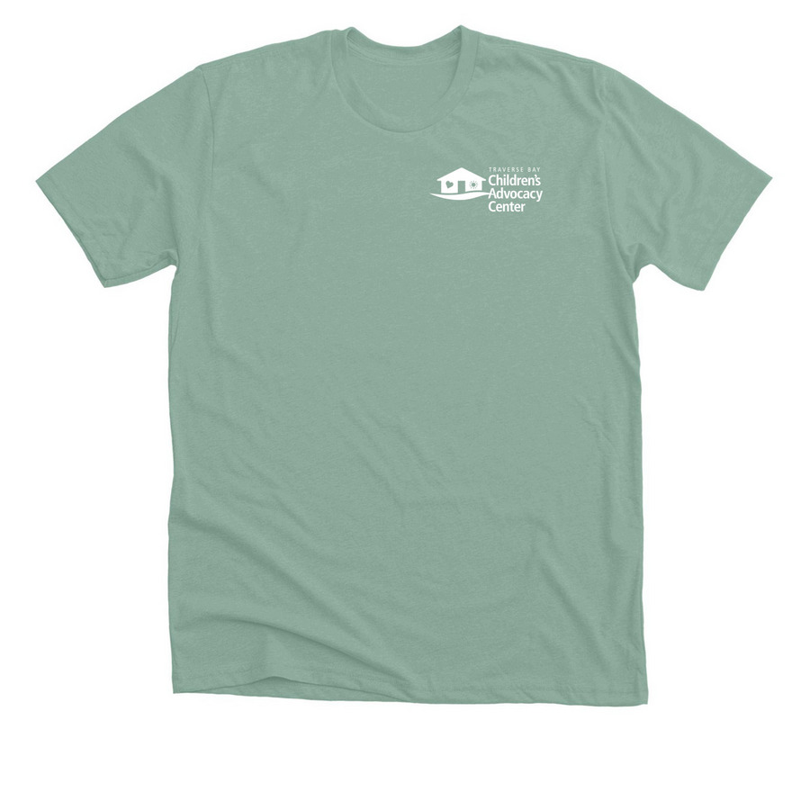 Mental Health Awareness Month: Heart, a Heather Dusty Blue Premium Unisex Tee