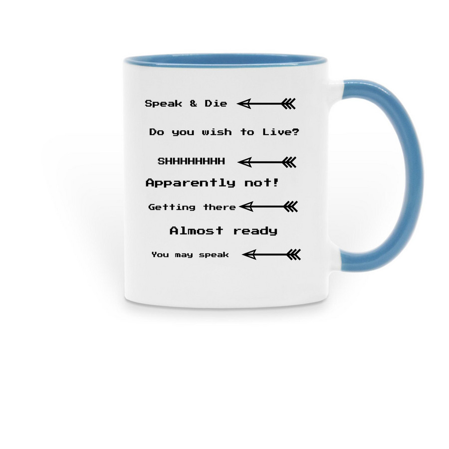 Coffee Addiction Meter, a Light Blue Two-Tone Ceramic Mug