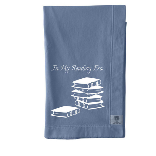 In My Reading Era Blanket, a Blue Jean Comfort Colors Blanket