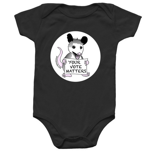 YCV Opossum Onesie, a Black Infant Onesie