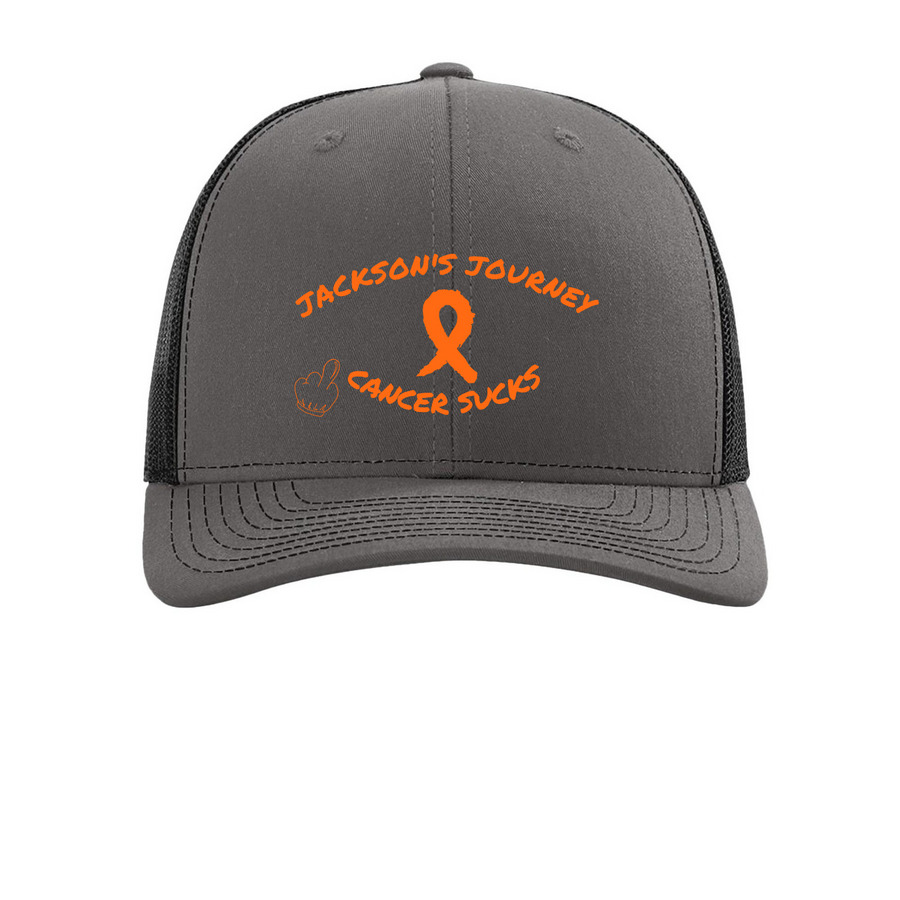 Jackson's Journey Trucker Hats, a Charcoal/ Black Printed Snapback Trucker Cap