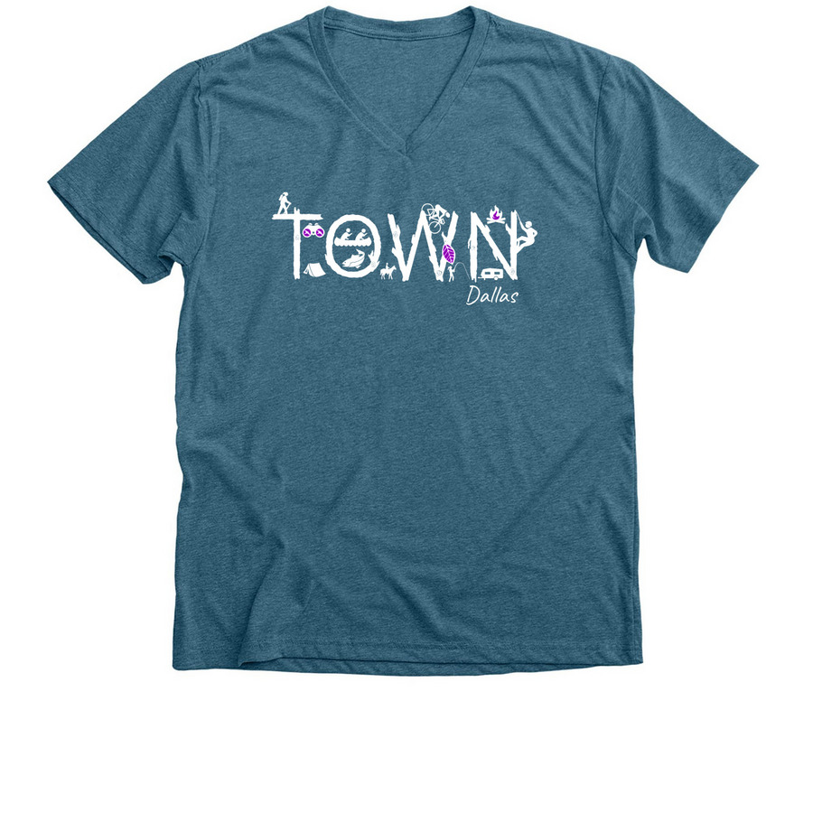 TOWN DALLAS WOMEN'S CUT TEES, a Heather Deep Teal Premium V-Neck Tee