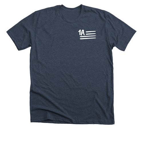 1A: A Show for a Changing America, a Heather Midnight Navy Premium Unisex Tee