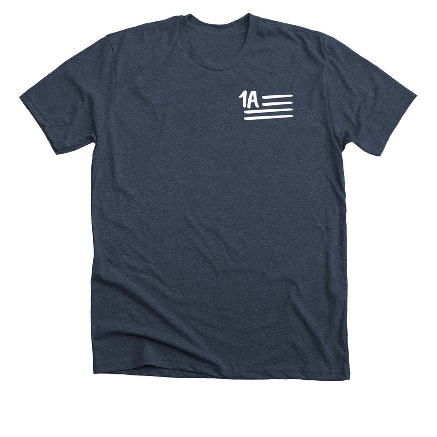 1A: A Show for a Changing America, a Heather Midnight Navy Premium Unisex Tee