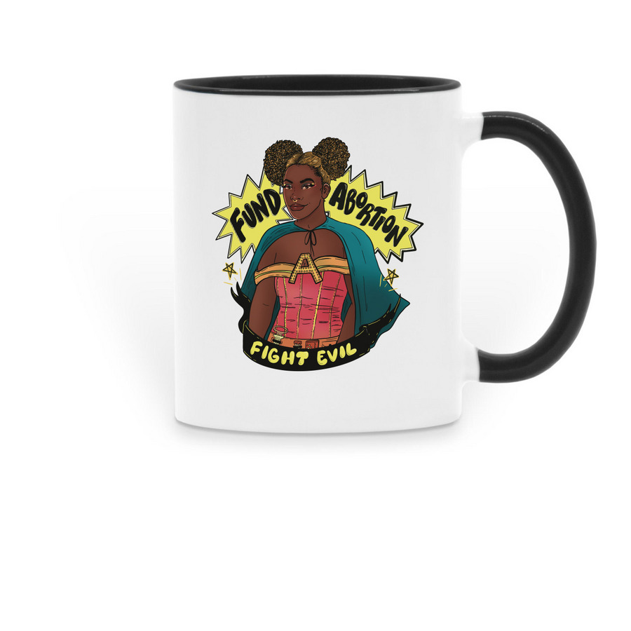 Fund Abortion, Fight Evil Mug, a Black Two-Tone Ceramic Mug