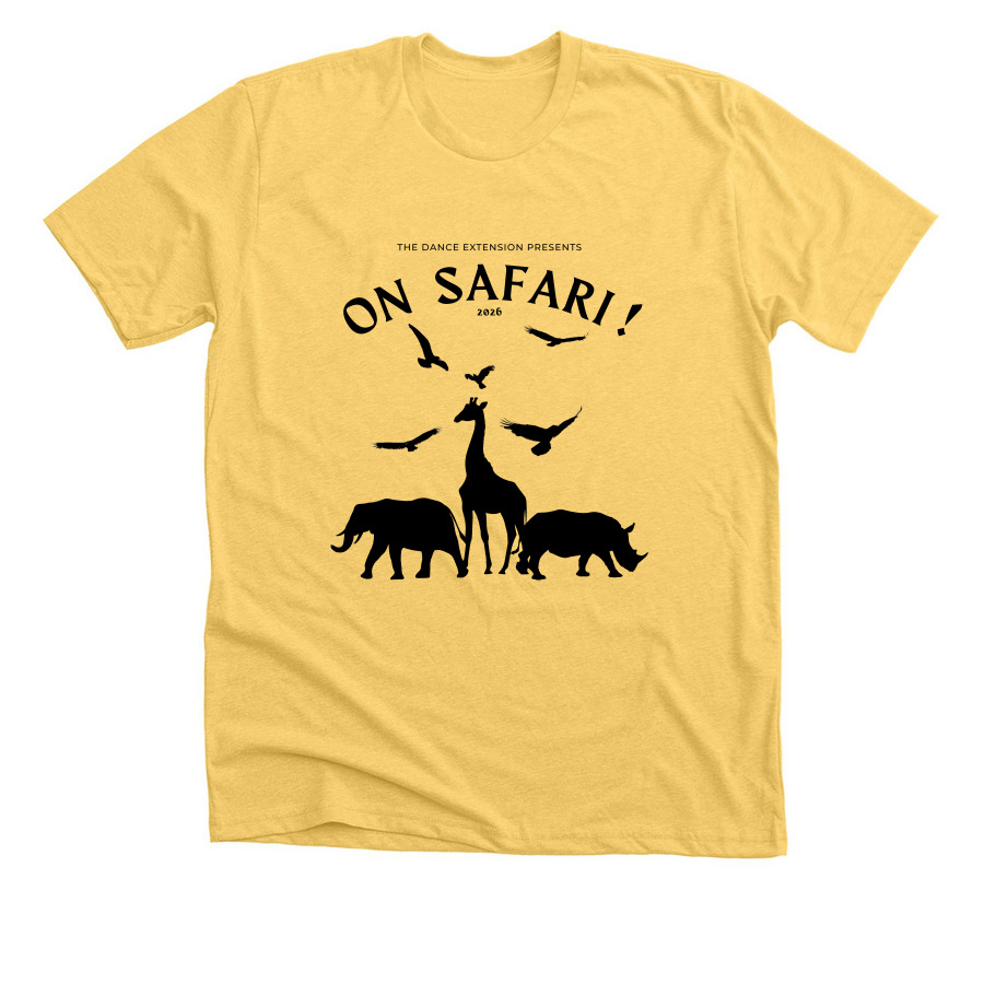 On Safari! Apparel, a Heather Yellow Gold Premium Unisex Tee