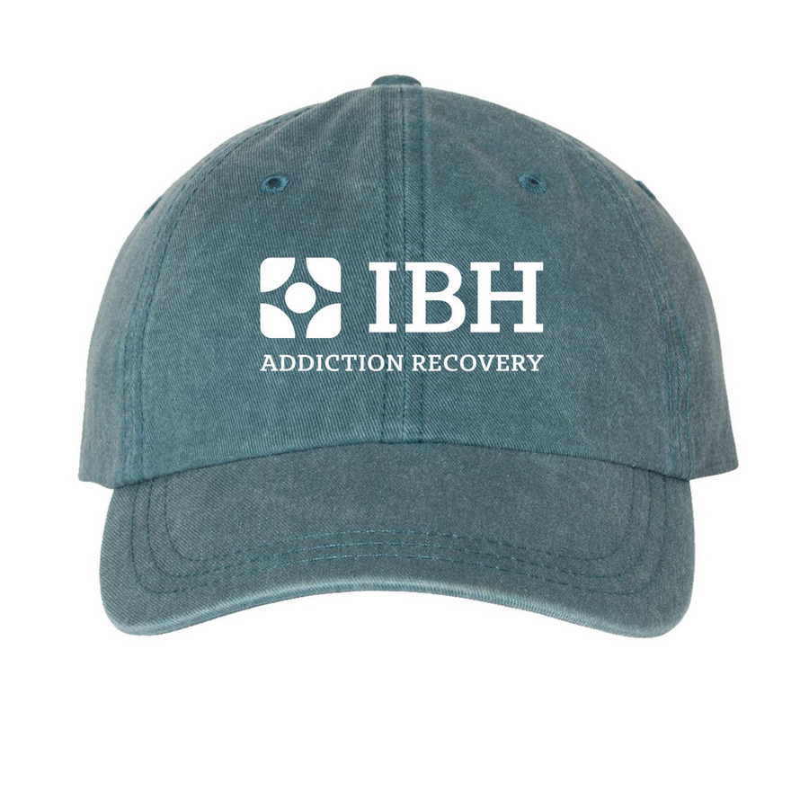 Logo Hat, a Teal Printed Pigment Dye Baseball Cap