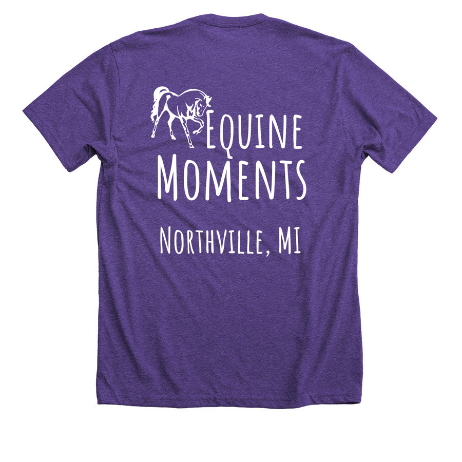 Equine Moments Apparel, a Heather Team Purple Premium Unisex Tee (back-view)