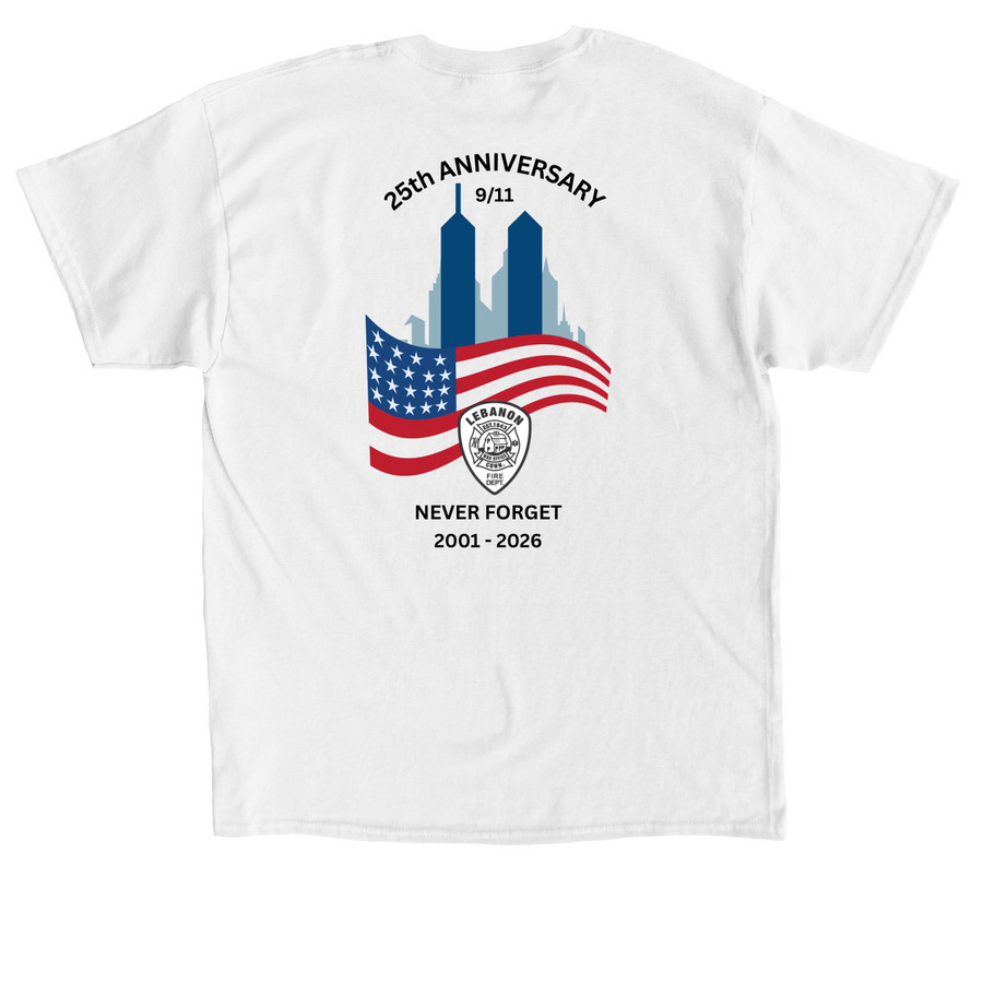 9/11 25th Anniversary, a White Classic Unisex Tee (back-view)