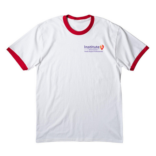 Institute Ringer Tee, a White/ Red Cotton Ringer Tee