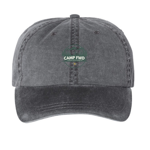 Camp FWD-hats, a Black Printed Pigment Dye Baseball Cap