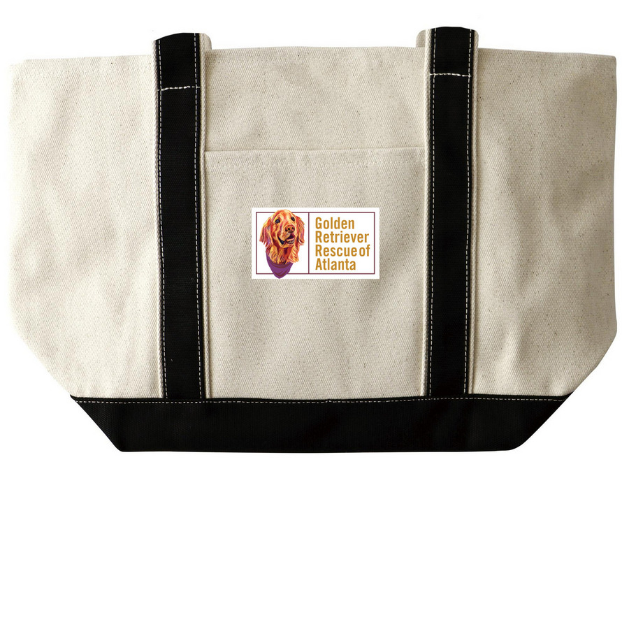 GRRA Tote Bags, a Natural/Black Large Two-Tone Canvas Tote Bag