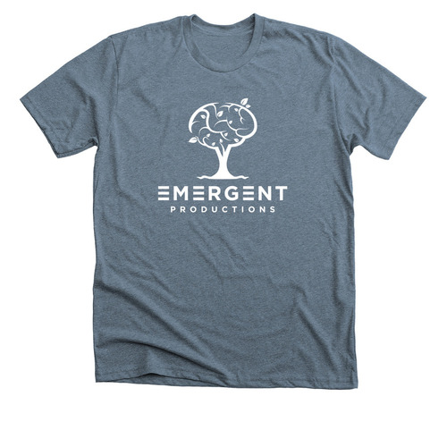 Emergent Productions Logo White, a Heather Slate Premium Unisex Tee