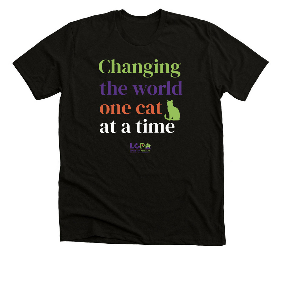 Changing the World One Cat at a Time Apparel, a Solid Black Blend Premium Unisex Tee