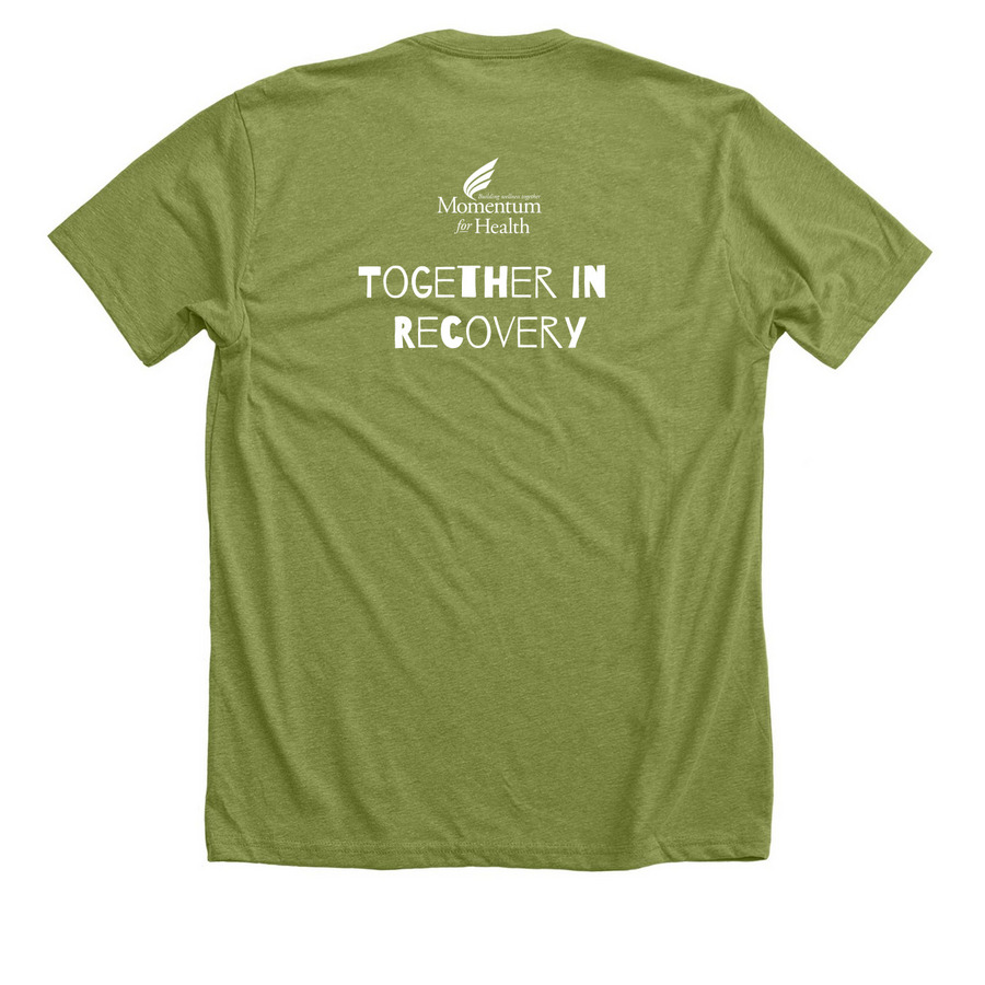 National Recovery Month Short-Sleeve Tees, a Heather Green Premium Unisex Tee (back-view)