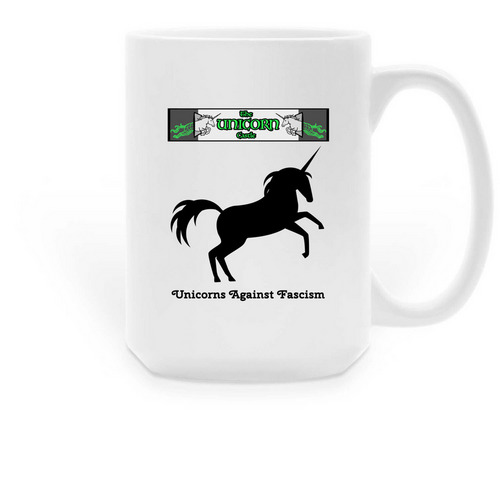 Antifascist Unicorn Mugs, a White Large Coffee Mug