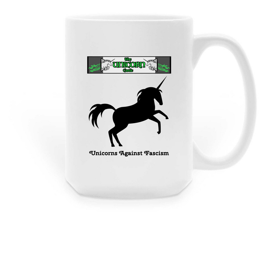 Antifascist Unicorn Mugs, a White Large Coffee Mug
