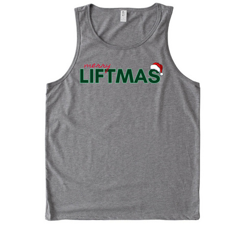 Merry Liftmas, a Aluminum Grey Allmade Eco Triblend Tank