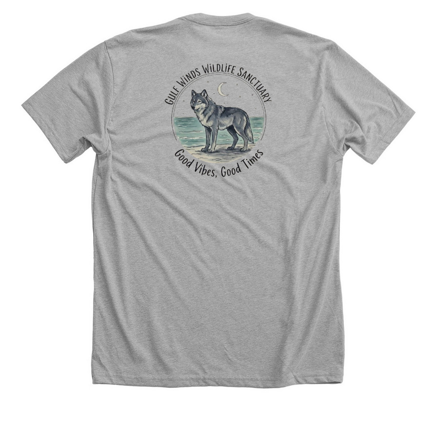 Good Vides - Wolf, a Athletic Heather Premium Unisex Tee (back-view)