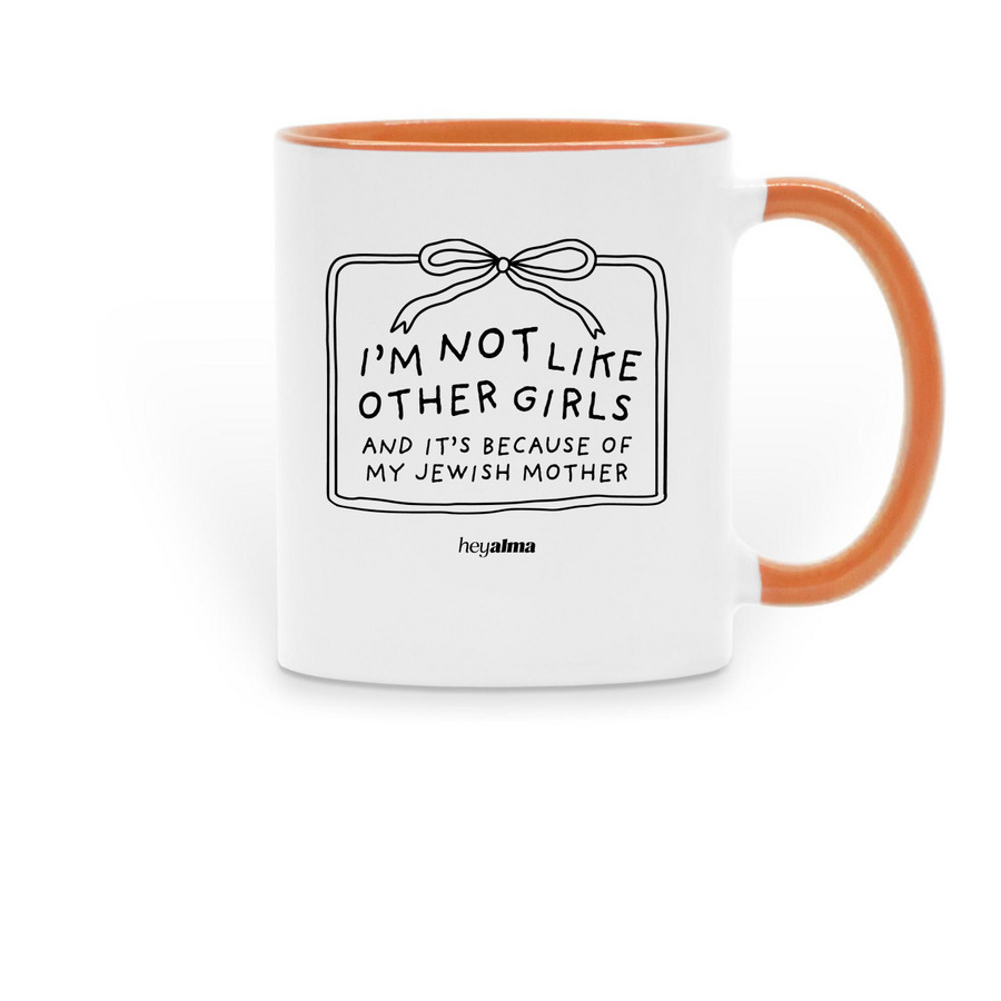 Jewish Mother Mug, a Orange Two-Tone Ceramic Mug