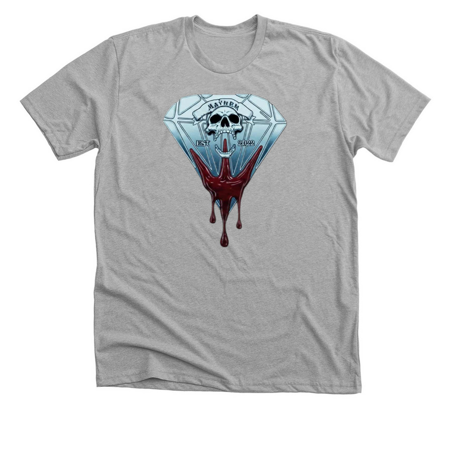 Mayhem Diamond/Cartel (Upgraded)Double Sided, a Athletic Heather Premium Unisex Tee