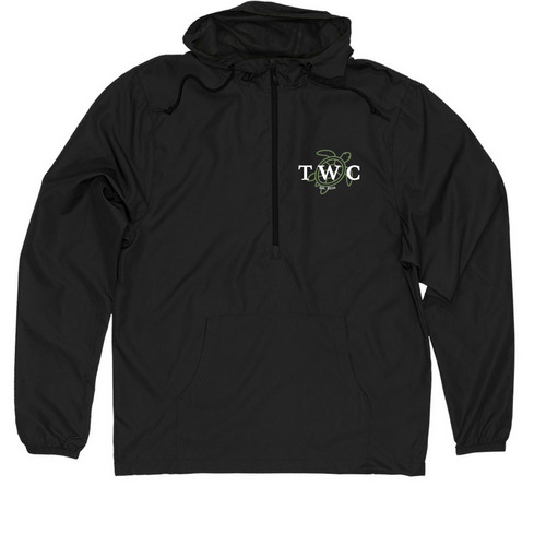 Turtle Watching Club- Windbreaker, a Black Quarter-Zip Windbreaker