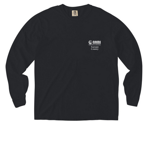 Pocket Tee NAMI TC Logo, a Black Comfort Colors Long Sleeve Pocket Tee