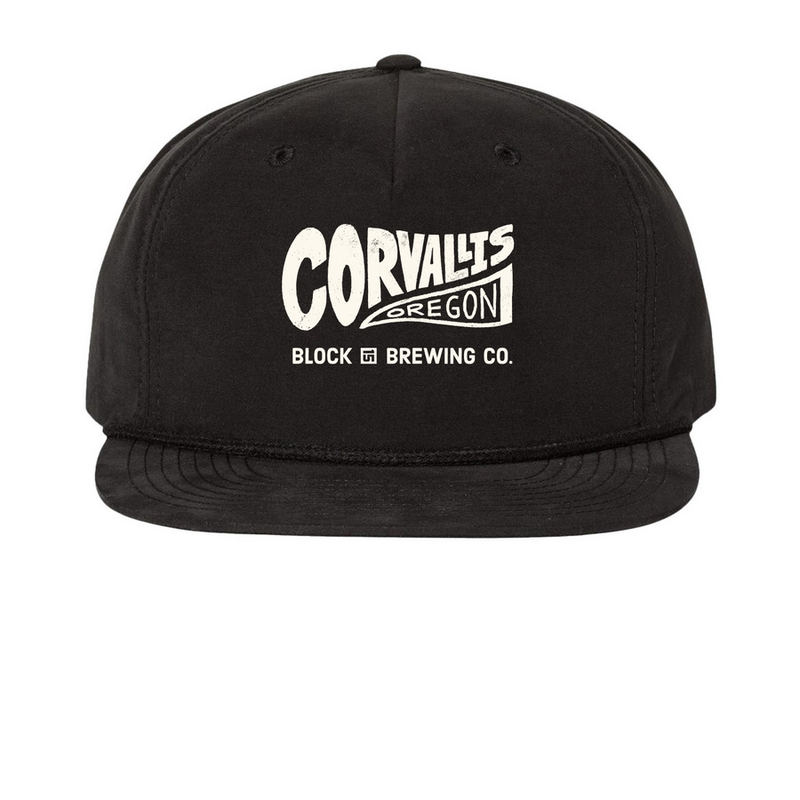 The Corvallis Collection - Light Logo, a Black Printed Umpqua Snapback Cap