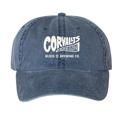 The Corvallis Collection - Light Logo, a Navy Printed Pigment Dye Baseball Cap
