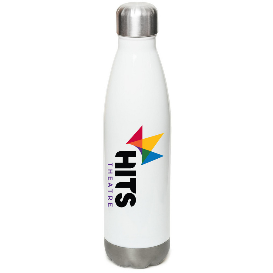 HITS Theatre Water Bottle, a White Stainless Steel Water Bottle