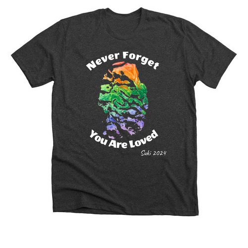 Suki The Elephant Pride Footprint, a Dark Grey Heather Premium Unisex Tee