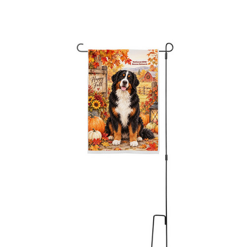 Pumpkins, Paws & Happy Fall Garden Flag, a White 12" x 18" Yard Flag with Stake