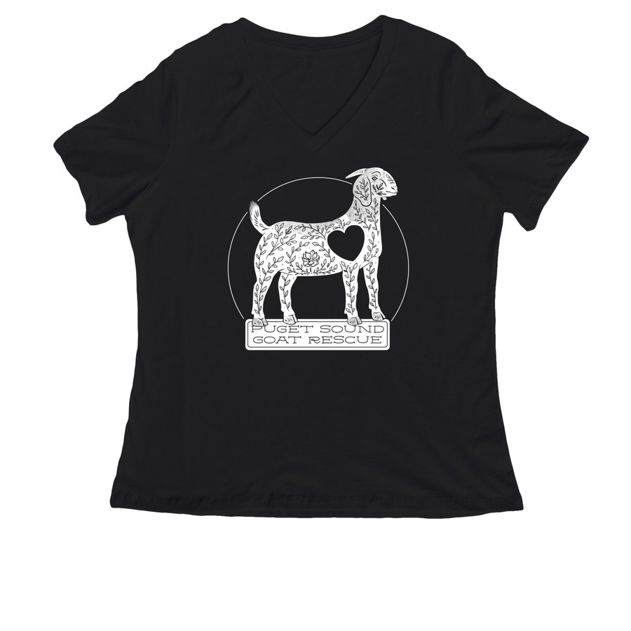 Boer Goat Heart, a Black Women's Relaxed V-Neck Tee