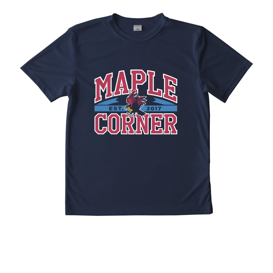 Maple Corner Athletic Logo Youth and Adult, a True Navy Youth Performance Tee