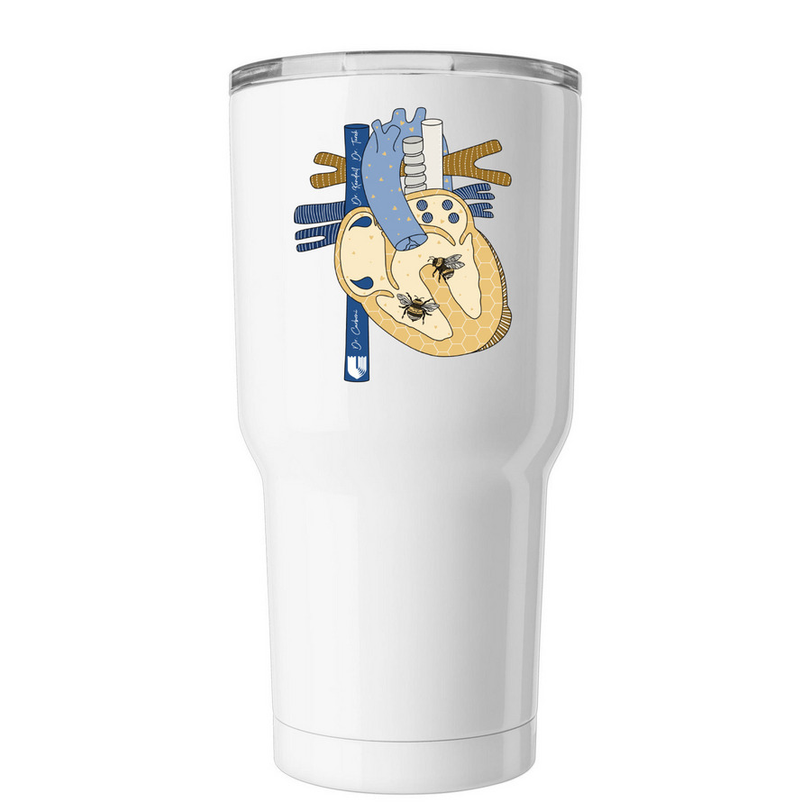 Owen Strong tumbler bold lettering, a White Insulated Tumbler (back-view)