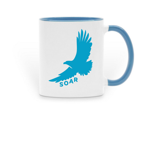 SOAR Bird Mug, a Light Blue Two-Tone Ceramic Mug