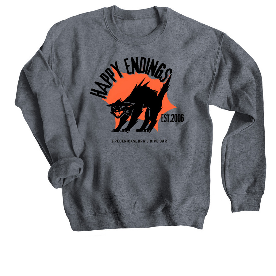 Happys Cat, a Dark Heather Crewneck Sweatshirt