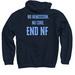 END NF -Collage Style Lettering Across Chest&nbsp;, a Navy Pullover Hoodie (back-view)