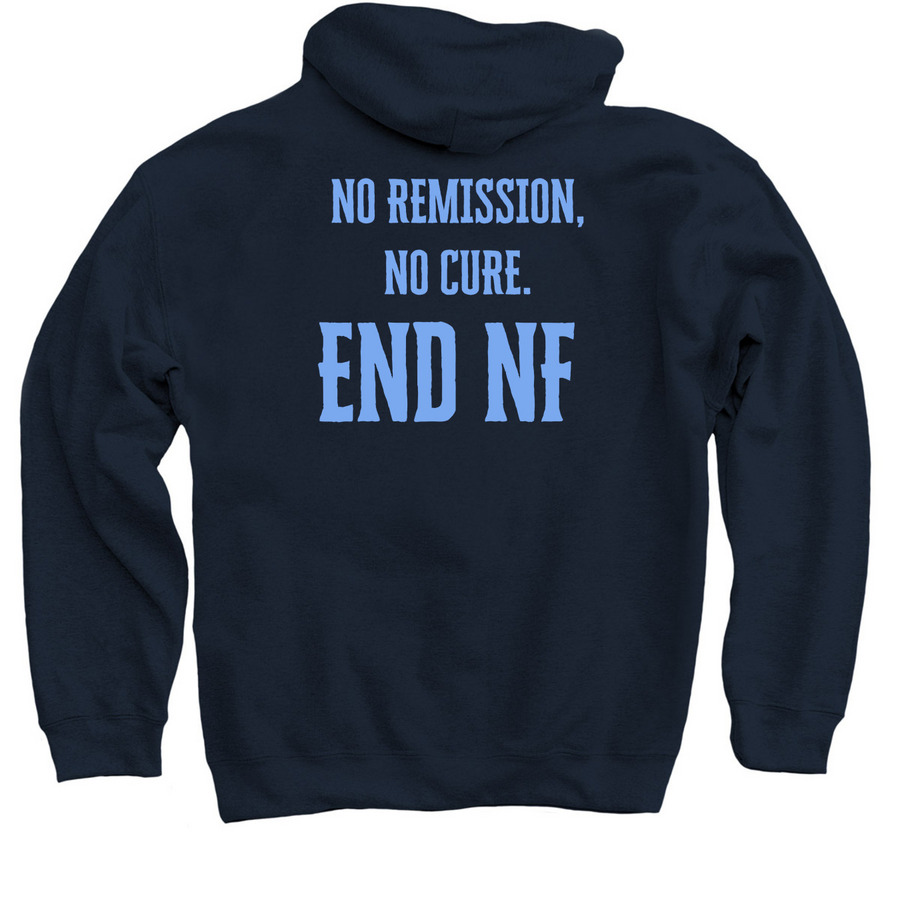 END NF -Collage Style Lettering Across Chest&nbsp;, a Navy Pullover Hoodie (back-view)